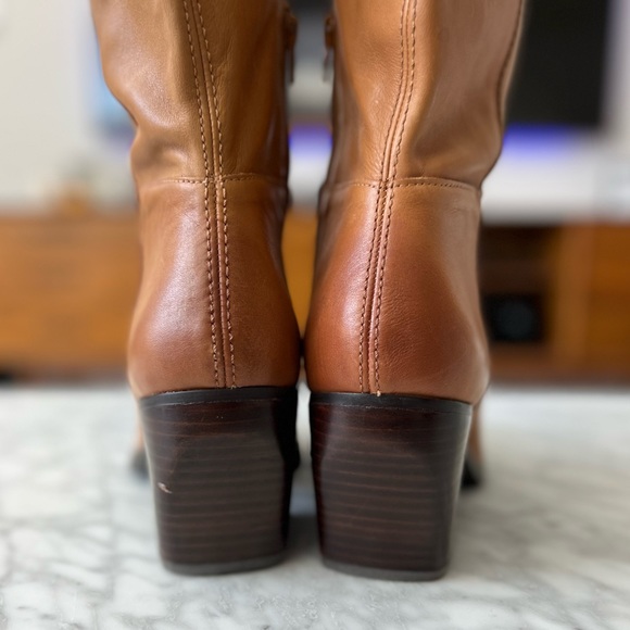 Tan Leather Knee-High Cowgirl Boots - Picture 7 of 15